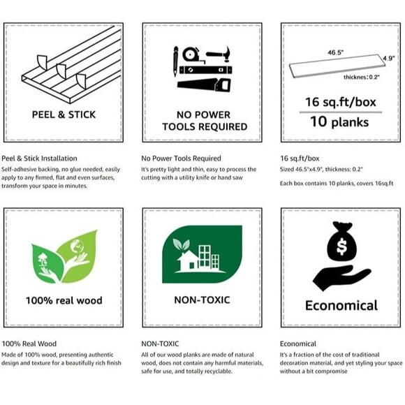 Art3d 10-Sheets Peel and Stick Reclaimed Barn Wood Planks for Wall White-Washed - Picture 4 of 9